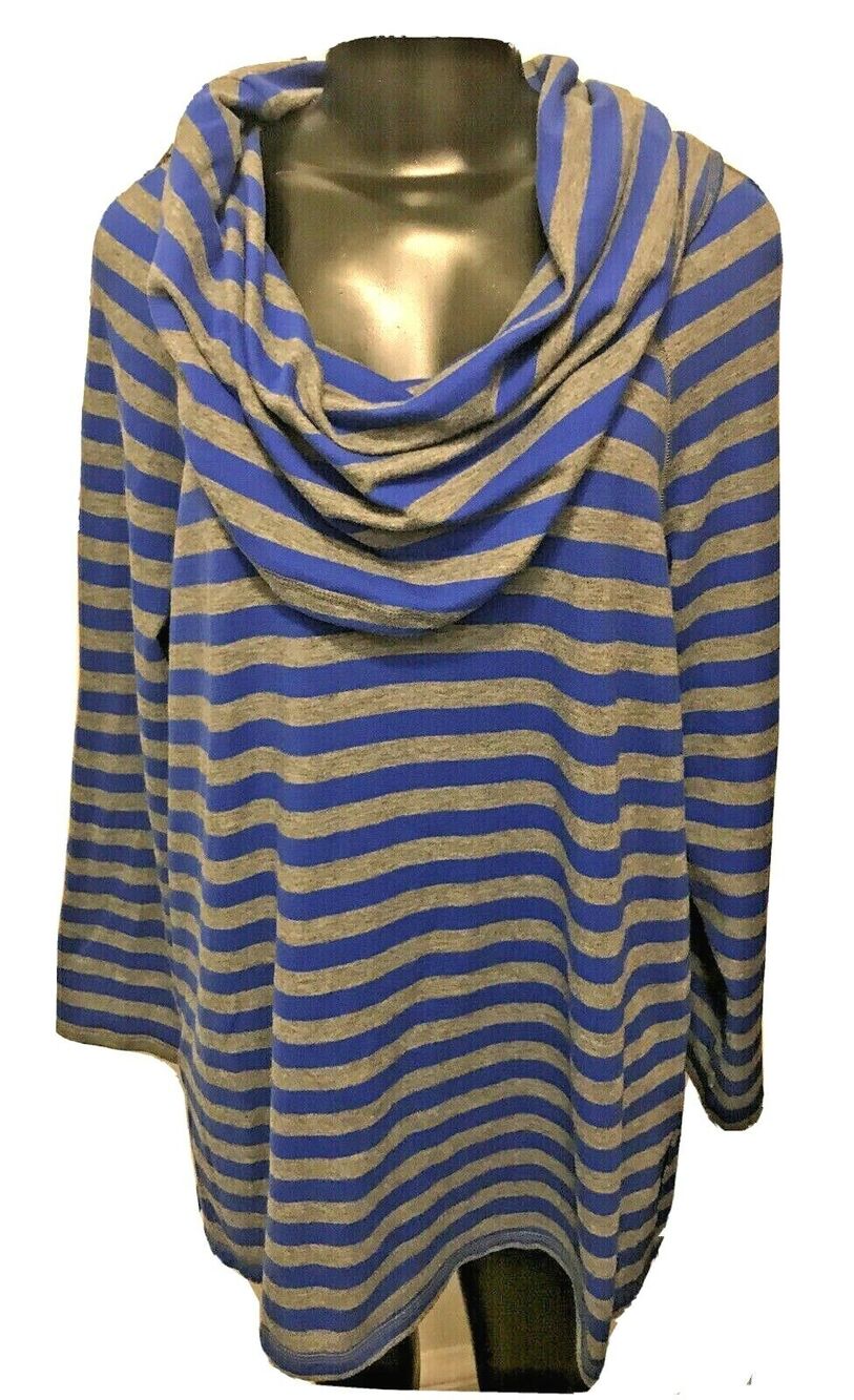 Large New York & Co Womens Jersey Knit Cowl Neck Striped Shirt